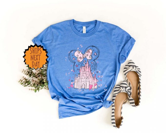 Pink Castle Heart Shirt ,Valentine Mouse Ears Shirt, Happiest Place Family Trip Tee, Valentine Matching Family Tee, Valentines Day Gift Tee 2