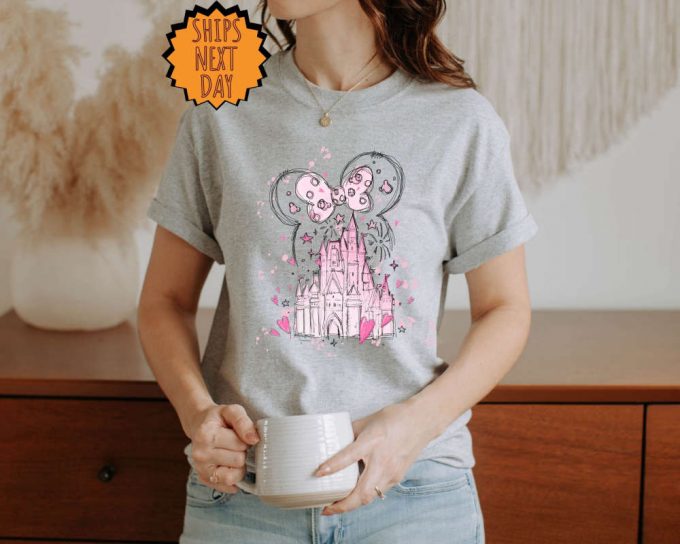 Pink Castle Heart Shirt ,Valentine Mouse Ears Shirt, Happiest Place Family Trip Tee, Valentine Matching Family Tee, Valentines Day Gift Tee 4