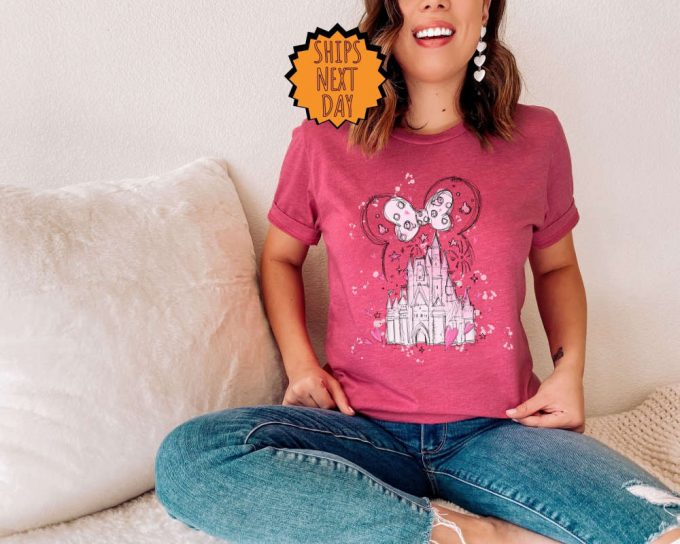 Pink Castle Heart Shirt ,Valentine Mouse Ears Shirt, Happiest Place Family Trip Tee, Valentine Matching Family Tee, Valentines Day Gift Tee 6