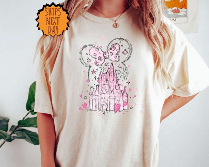 Pink Castle Heart Shirt ,Valentine Mouse Ears Shirt, Happiest Place Family Trip Tee, Valentine Matching Family Tee, Valentines Day Gift Tee 7