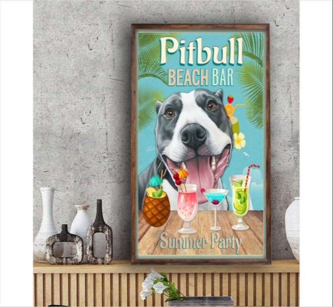 Pitbull Dog Beach Bar Summer Party Poster For Home Decor Gift For Home Decor Gift 2