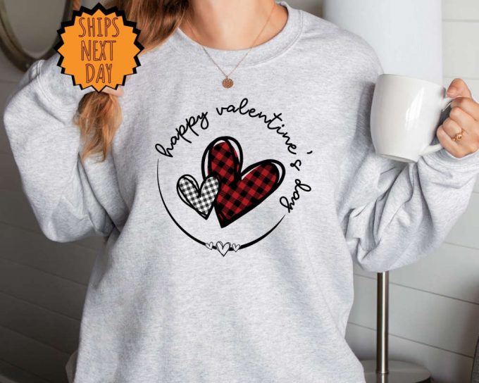 Plaid Heart Valentines Day Sweatshirt, Valentines Day Gift Hoodie For Woman, Heart Shirt, Cute Valentine Shirt, Valentines Day Gift Shirt 2