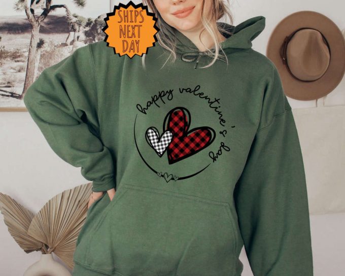 Plaid Heart Valentines Day Sweatshirt, Valentines Day Gift Hoodie For Woman, Heart Shirt, Cute Valentine Shirt, Valentines Day Gift Shirt 3