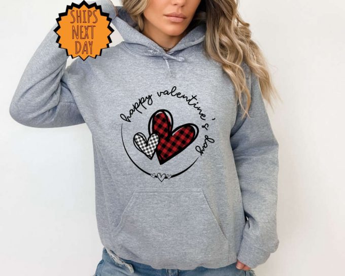 Plaid Heart Valentines Day Sweatshirt, Valentines Day Gift Hoodie For Woman, Heart Shirt, Cute Valentine Shirt, Valentines Day Gift Shirt 4