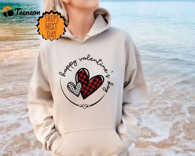 Plaid Heart Valentines Day Sweatshirt, Valentines Day Gift Hoodie For Woman, Heart Shirt, Cute Valentine Shirt, Valentines Day Gift Shirt 1