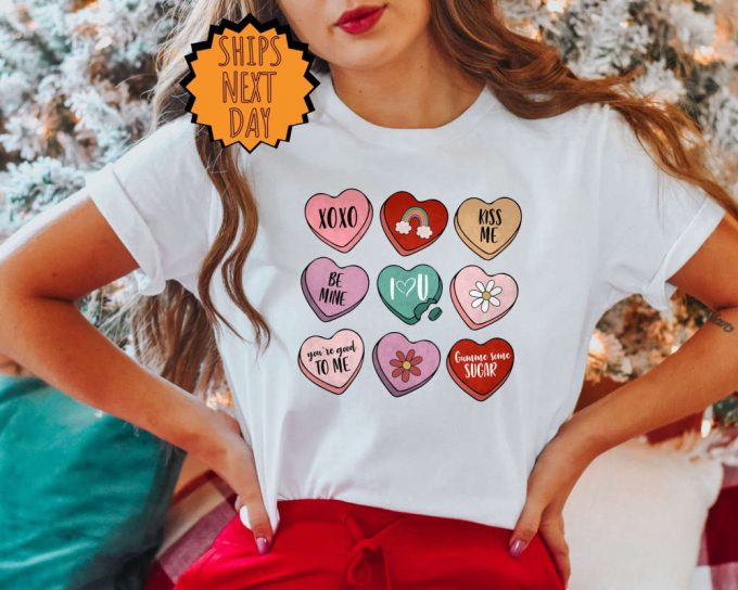 Positive Affirmations Shirt, Couple Valentine Love Shirt, Women'S Valentines Day Shirt, Retro Heart Shirt, Cute Valentine Day Gift Shirt 5