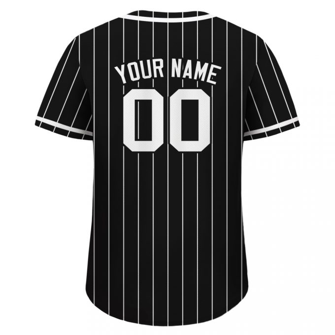 Custom Black White Baseball Jersey For Men Women Youth Personalized Teamname Name Number Pinstripe Button Down Jersey 2