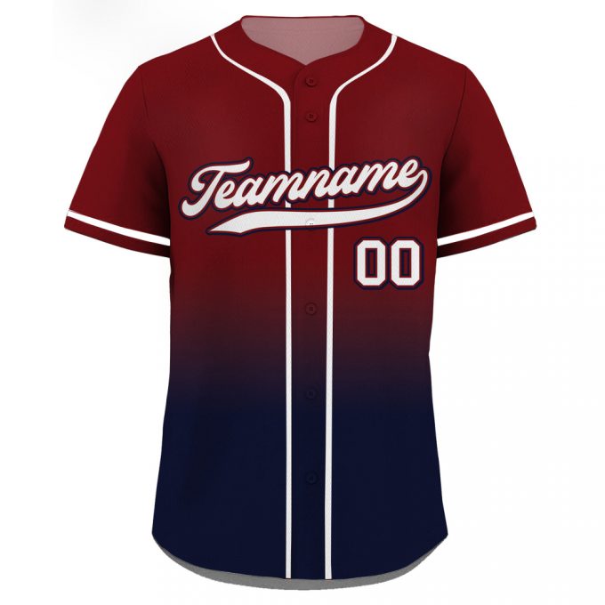 Custom Printed Navy Red Gradient Baseball Jersey Personalized Teamname Name Number Jerseys For Men Women Youth Perfect Gifts For Baseball Fans 2