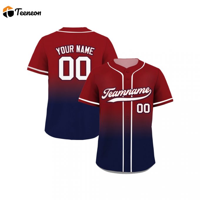 Custom Printed Navy Red Gradient Baseball Jersey Personalized Teamname Name Number Jerseys For Men Women Youth Perfect Gifts For Baseball Fans 1