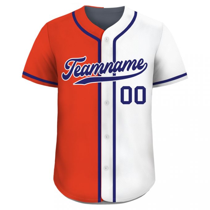 Custom Orange White Baseball Jersey For Men Women &Amp; Youth Personalized Teamname Name &Amp; Number Split Button Down Jersey Shirt - Printed &Amp; Customizable 3