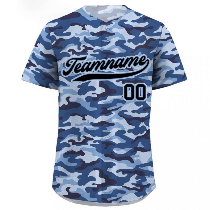 Custom Printed Personalized Blue Camo Baseball Jersey With Teamname Name Number - Perfect Gifts For Baseball Fans Men Women Youth - Custom Jerseys Shirt 2