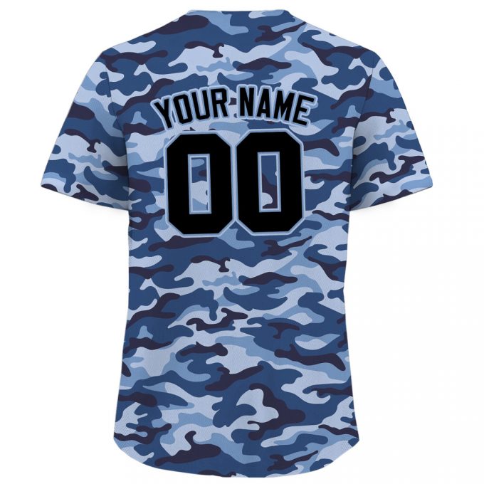 Custom Printed Personalized Blue Camo Baseball Jersey With Teamname Name Number - Perfect Gifts For Baseball Fans Men Women Youth - Custom Jerseys Shirt 3