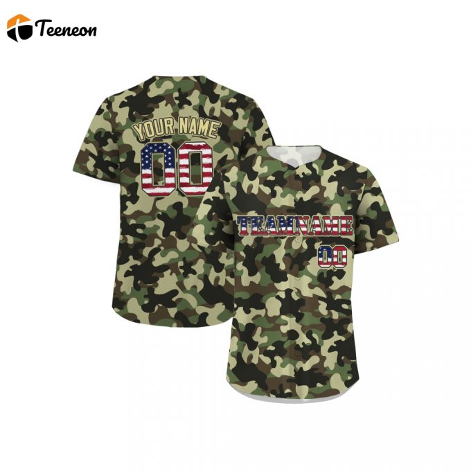 Custom Printed Camo Baseball Jersey With Personalized Name Teamname &Amp;Amp; Number - Perfect Gifts For Baseball Fans Men Women Youth 1