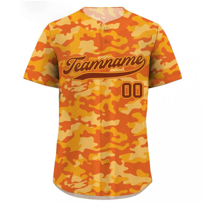 Custom Orange Camo Baseball Jersey With Personalized Teamname Name &Amp; Number - Perfect Gifts For Baseball Fans! Men Women &Amp; Youth Jerseys 2