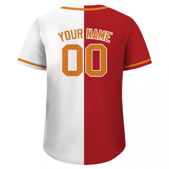 Stand Out On The Field With Custom Printed Red White Baseball Jersey Personalized Teamname Name And Number Men Women Youth Sizes Split Button Down Design 3