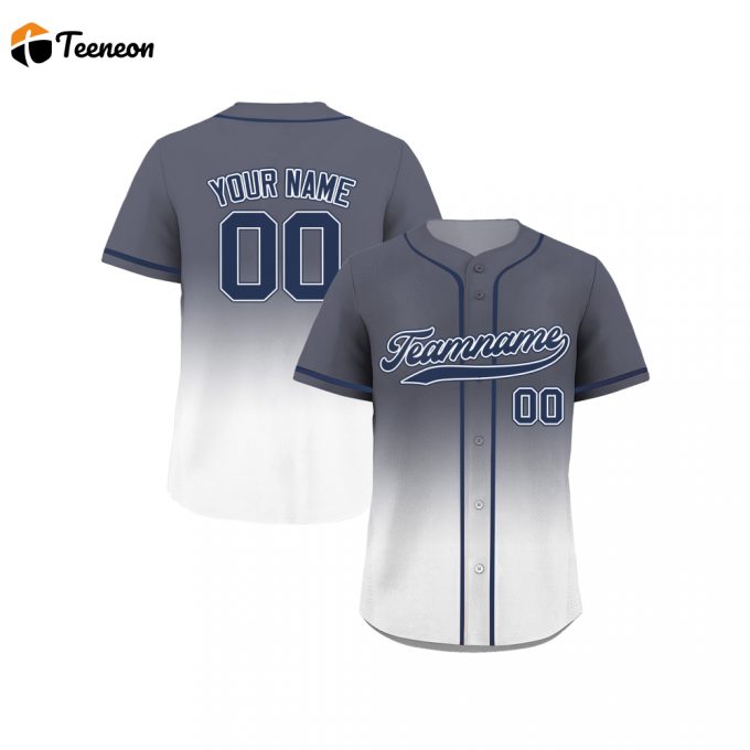 Custom Printed White Gray Gradient Baseball Jersey Teamname Name Number Jerseys For Men Women Youth Perfect Gifts For Baseball Fans 1