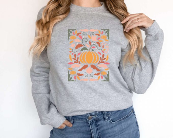 Vintage Pumpkin Sweatshirt: Retro Fall Sweater For Women Perfect Halloween &Amp; Thanksgiving Gift 2