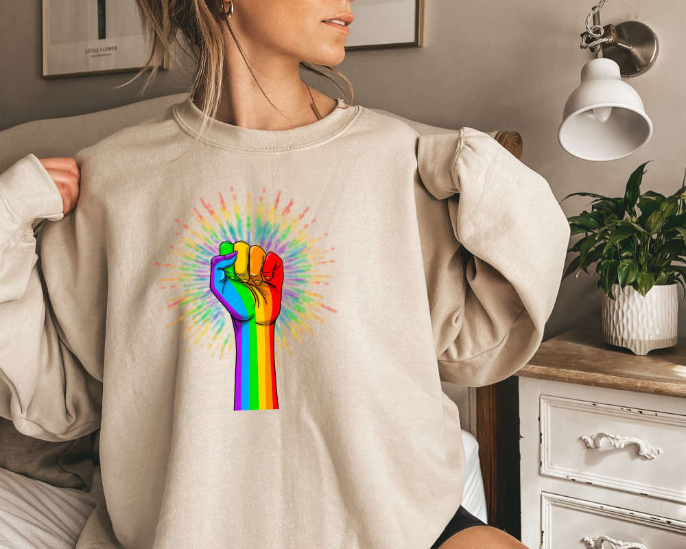 Rainbow Hands Sweatshirt, Love is Love Sweater, Rainbow Sweat Retro, LGBT Sweater, Equality Sweater, Pride Sweater, Gay Pride Sweat 9