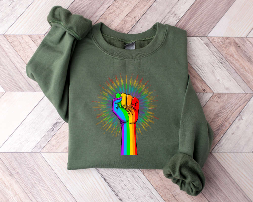 Rainbow Hands Sweatshirt, Love is Love Sweater, Rainbow Sweat Retro, LGBT Sweater, Equality Sweater, Pride Sweater, Gay Pride Sweat 11