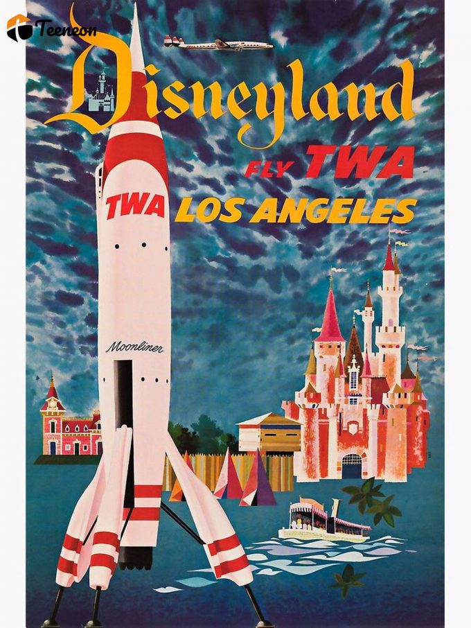 Retro Disneyland Fly Twa Los Angeles Circa 1955 Premium Matte Vertical Poster For Home Decor Gift 1