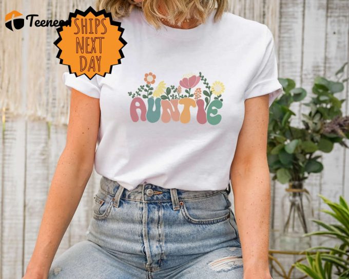 Retro Floral Auntie Shirt, Mama Floral Shirt, Mom Shirt For Mom For Mother'S Day, Mama T-Shirt, Shirt For Mom For Mother'S Day, Mama T-Shirt 1