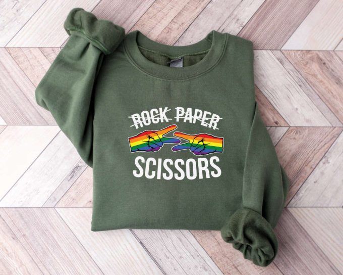 Rock Paper Scissors Apparel, Homosexual Couple, Lgbtq Awareness Sweatshirt, Pride Flag Sweater, Gift For Feminist, Love Is Love Sweater 3