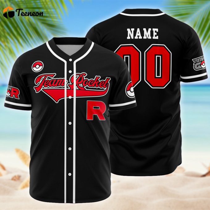 Rocket Baseball Jersey – Japanese Anime Design Customizable Name Shirt Funny Team Gift