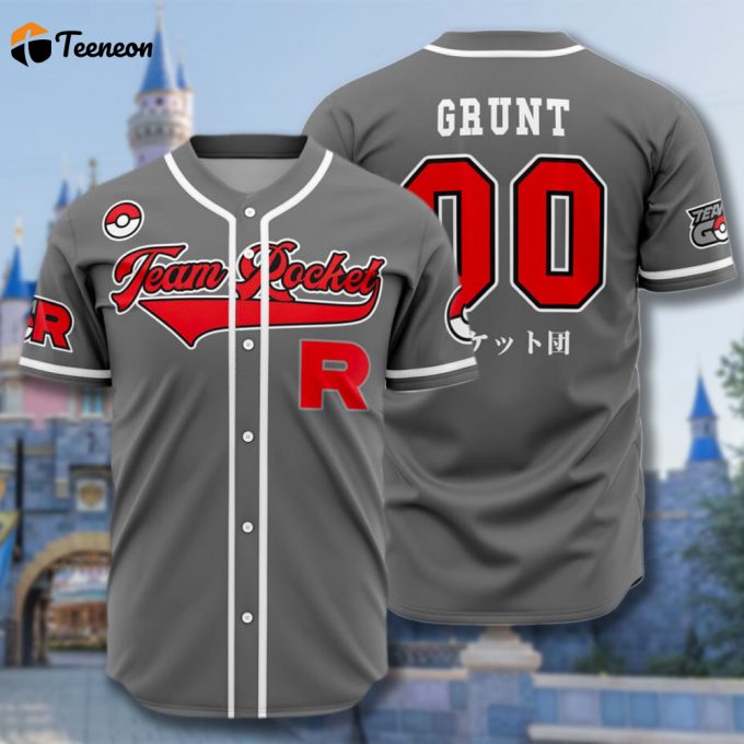 Rocket Grunt Gray Baseball Jersey – Japanese Animated Rocket Shirt: Funny Team Gift Animation Jersey Shirt 1