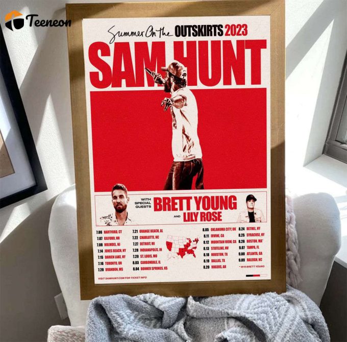 Sam Hunt Summer On The Outskirts 2023 Tour Poster For Home Decor Gift 1