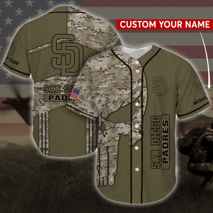 San Diego Padres Mlb Personalized Baseball Jersey Shirt Camo 2