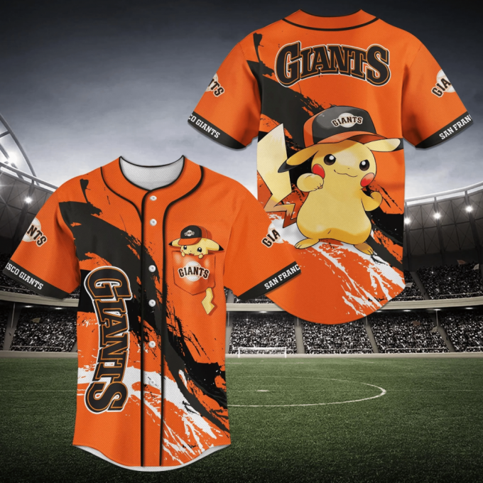 San Francisco Giants Mlb Baseball Jersey Shirt Pikachu Pokemon 2