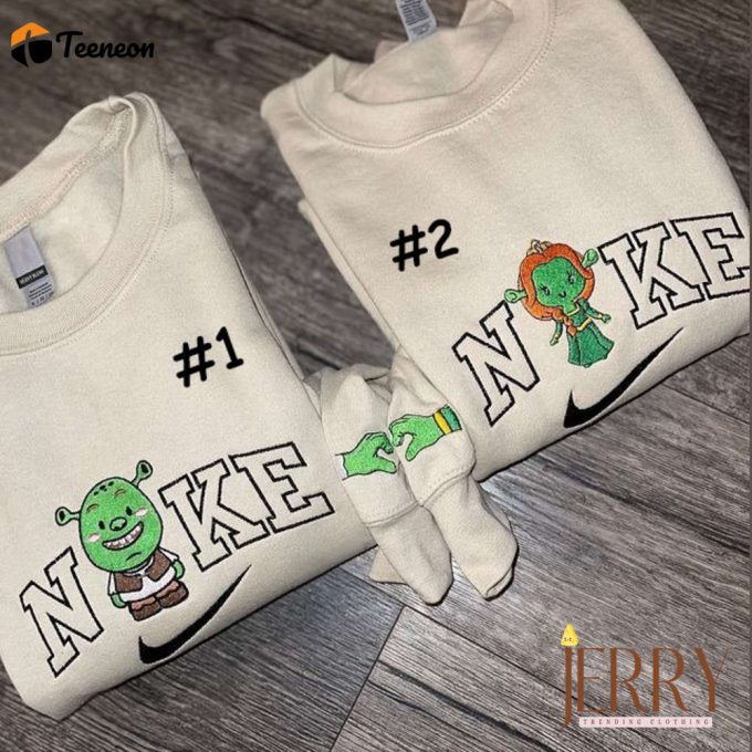 Shrek And Fiona Disney Nike Embroidered Sweatshirt: Perfect Valentine S Day Gift For Couples 1