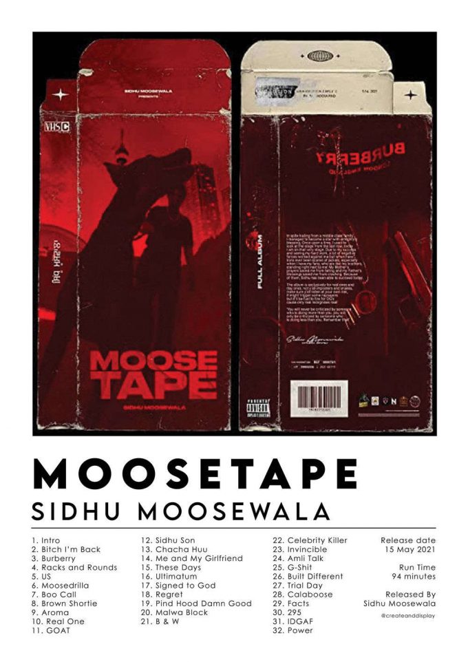 Sidhu Moosewala Moosetape Album Poster For Home Decor Gift 3
