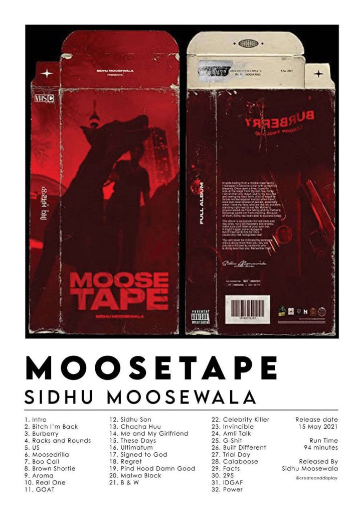 Sidhu Moosewala Moosetape Album Poster For Home Decor Gift 8