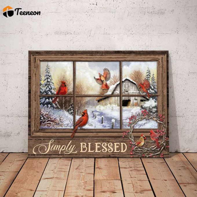 Simply Blessed Red Bird Couple Poster For Home Decor Gift For Home Decor Gift 1