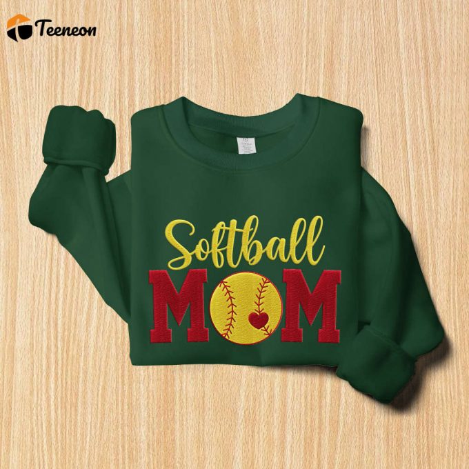 Softball Mom Embroidered Sweatshirt: Perfect Sports Mama Mother S Day Gift! 1