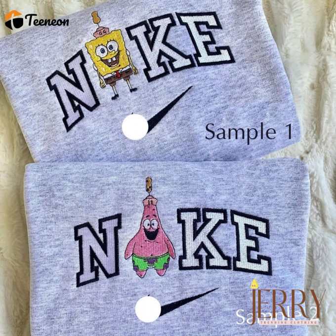 Spongebob And Patrick Nike Embroidered Sweatshirt 1