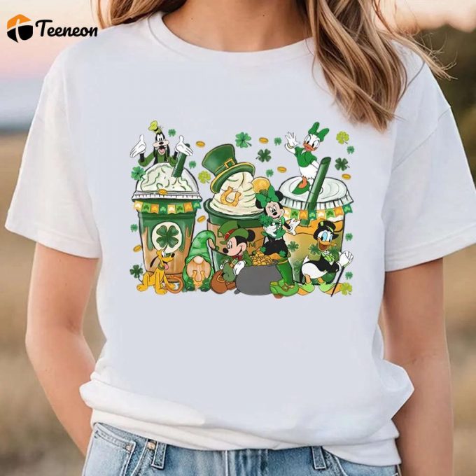 St Patricks Day Coffee Disney T Shirt, Mickey Friends Saint Patrick T Shirt 1