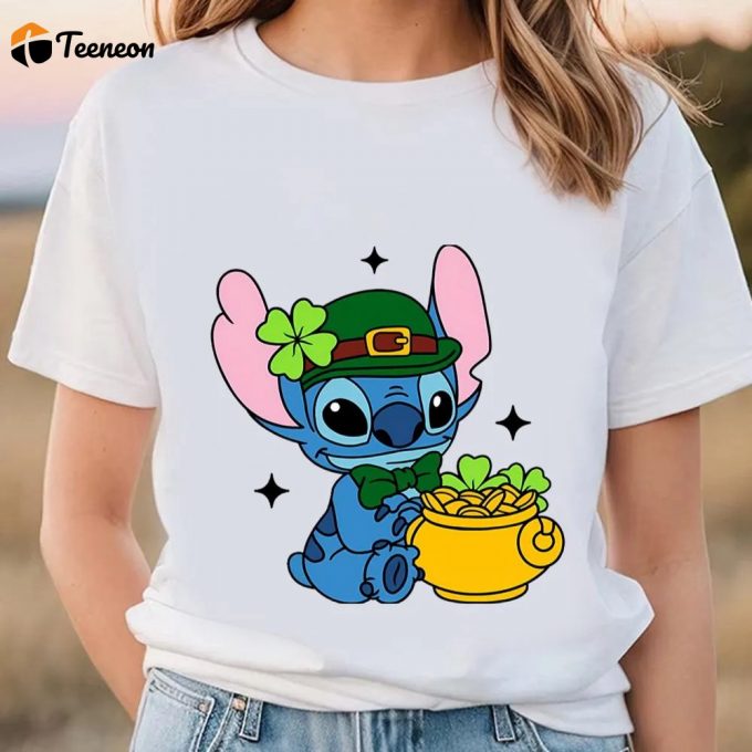 St Patrick’s Day Cute Stitch T-T Shirt, Stitch Shamrock T Shirt