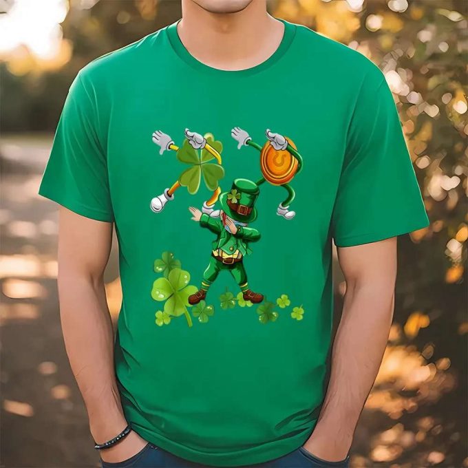 St Patricks Day Dabbing-Leprechaun Mask Shamrock T Shirt 2