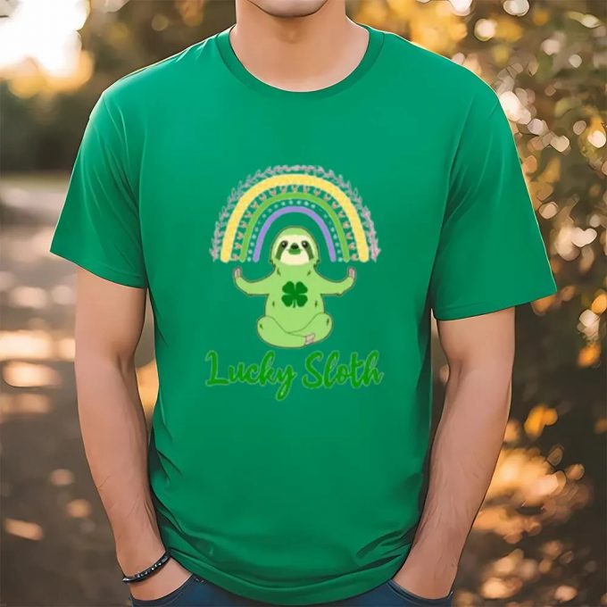 St Patricks Day Lucky Sloth Spirit Animal T Shirt 2