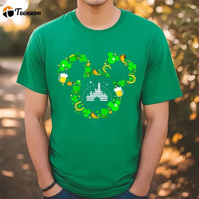 St Patrick’s Day Mickey Mouse Disney Castle T Shirt 1