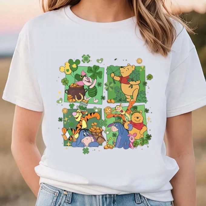St Patricks Day Pooh And Friends T Shirt, Winnie The Pooh Happy Patricks Day T Shirt 2