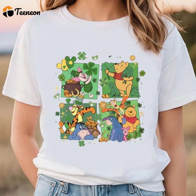 St Patricks Day Pooh And Friends T Shirt, Winnie The Pooh Happy Patricks Day T Shirt 1