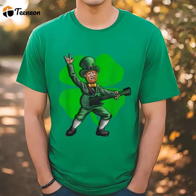 St Patrick’s Day Rock And Roll Leprechaun Guitar T Shirt 1