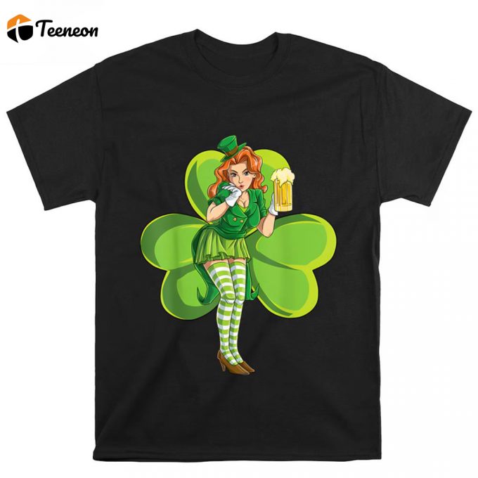 St Patricks Day Sexy Leprechaun Redhead Women Lady Shamrock T Shirt