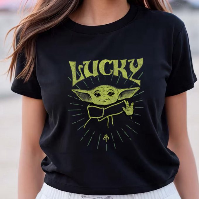 Star Wars The Mandalorian St. Patrick’s Day Grogu Lucky T Shirt 2