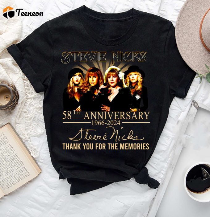 Stevie Nicks 58Th Anniversary Signature T-Shirt – Vintage Tee For Fans 1