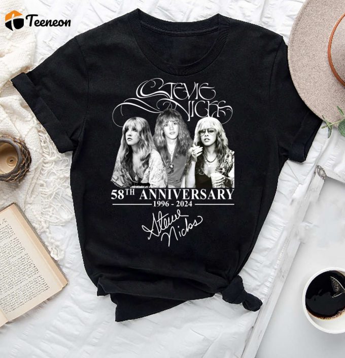 Stevie Nicks 58Th Anniversary Signature T-Shirt: Fan Gift Vintage &Amp;Amp; Retro Shirt 1