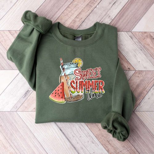 Sweet Summer Time Sweatshirt: Embrace the Beach with Watermelon Vibes and Hello Summer Sweater